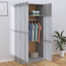 Berkfield Home Wardrobe Grey Sonoma 80x50x180 cm Engineered Wood - Size: 80 x 50 x 180 cm - thumbnail 6