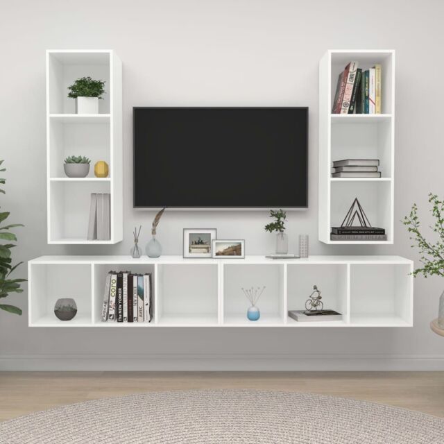 Berkfield Home Wall-mounted TV Cabinets 4 pcs White Engineered Wood - image 1