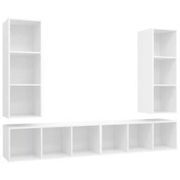 Berkfield Home Wall-mounted TV Cabinets 4 pcs White Engineered Wood - thumbnail 2
