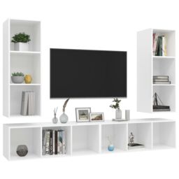 Berkfield Home Wall-mounted TV Cabinets 4 pcs White Engineered Wood - thumbnail 3