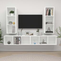Berkfield Home Wall-mounted TV Cabinets 4 pcs White Engineered Wood - thumbnail 1