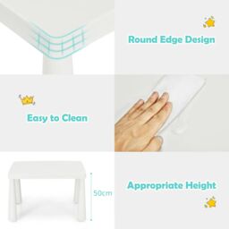 Costway 3 PCS Table & Chair Set Toddler Activity Center Writing Desk in White - thumbnail 3