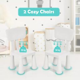 Costway 3 PCS Table & Chair Set Toddler Activity Center Writing Desk in White - thumbnail 4