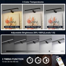 Harper Living Men's Rechargeable Picture Light Black, Magnetic Wireless Picture Lights in Black - thumbnail 6
