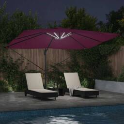 Berkfield Home Cantilever Roma Parasol with LEDs Bordeaux Red 352x251x265 cm Alu… in Maroon - Size: 352 x 251 x 265 cm - thumbnail 4