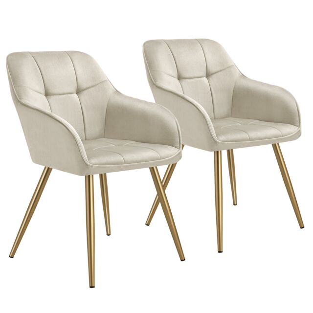 tectake Dining Chair Marilyn Per Piece - Cream/Gold in Cream - Size: 1 Pack - image 1