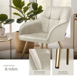 tectake Dining Chair Marilyn Per Piece - Cream/Gold in Cream - Size: 1 Pack - thumbnail 4