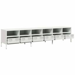 Berkfield Home TV Cabinet White 202x39x43.5 cm Cold-rolled Steel - thumbnail 4
