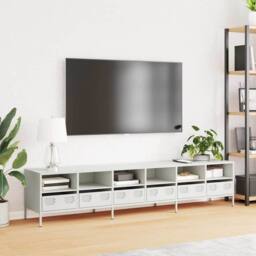 Berkfield Home TV Cabinet White 202x39x43.5 cm Cold-rolled Steel