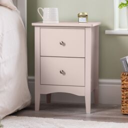 Christow Pink Bedside Table 2 Drawer Slim Bedroom Nightstand Storage Cabinet Unit