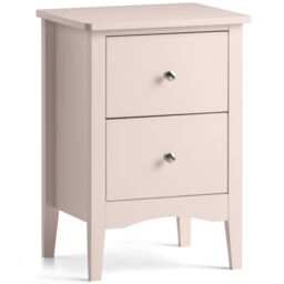 Christow Slim Bedside Table 2 Drawer Bedroom Nightstand Storage Cabinet in Pink - thumbnail 2