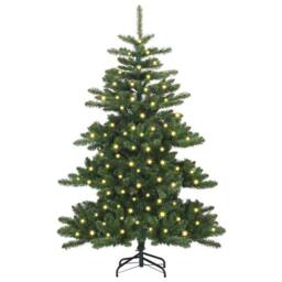 Berkfield Home Elegant Artificial Hinged Christmas Tree with 150 LEDs 150 cm PVC in Green