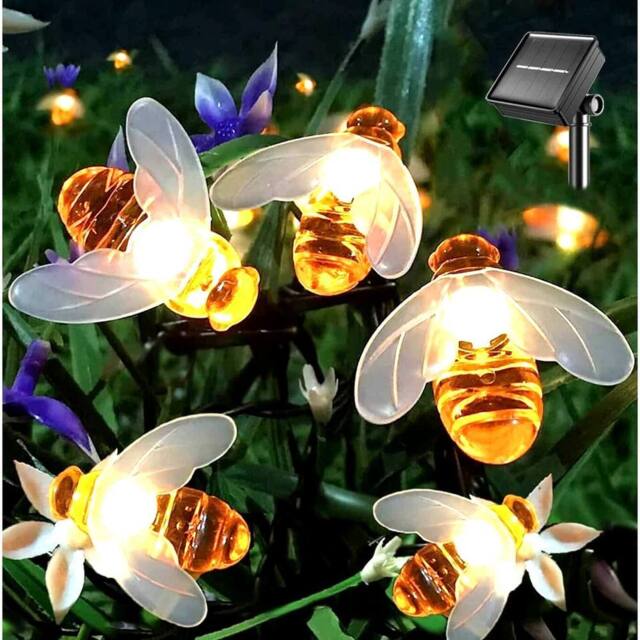 FLAVORA 24 Pack 20LED Bumble Bee Solar Fairy Lights Outdoor in Orange - image 1