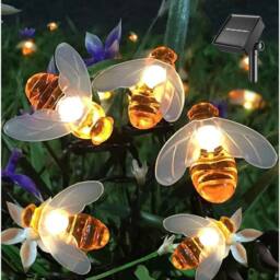 FLAVORA 24 Pack 20LED Bumble Bee Solar Fairy Lights Outdoor in Orange - thumbnail 4