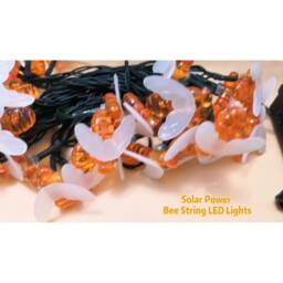 FLAVORA 24 Pack 20LED Bumble Bee Solar Fairy Lights Outdoor in Orange - thumbnail 3