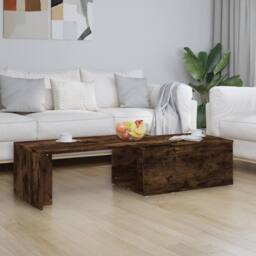 Berkfield Home Coffee Table Smoked Oak 150x50x35 cm Engineered Wood in Brown - Size: 150 x 50 x 35 cm - thumbnail 2