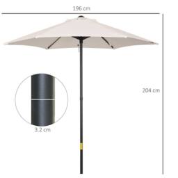 OUTSUNNY 2m Parasol Patio Umbrella, Outdoor Sun Shade with 6 Ribs in Cream - thumbnail 3
