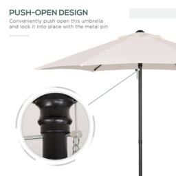OUTSUNNY 2m Parasol Patio Umbrella, Outdoor Sun Shade with 6 Ribs in Cream - thumbnail 7