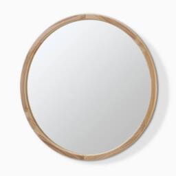 FurnitureboxUK Judith Oak Wood Medium 80x80cm Round Wall Mirror in Light Brown - Size: 80x80 cm - thumbnail 4