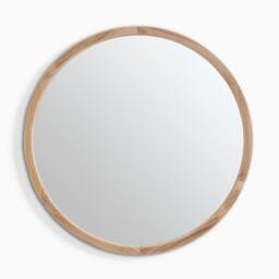 FurnitureboxUK Judith Oak Wood Medium 80x80cm Round Wall Mirror in Light Brown - Size: 80x80 cm - thumbnail 3