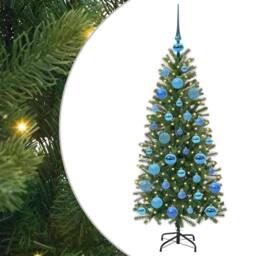 Berkfield Home Artificial Christmas Tree with 150 LEDs Green 120 cm PE & PVC - thumbnail 2