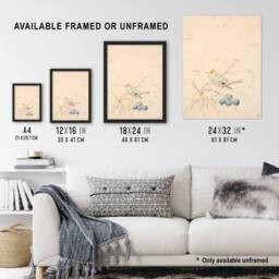 Artery8 PC Skovgaard Kingbird on a Meadow Branch Framed Wall Art Print in Beige - Size: A4 - thumbnail 3