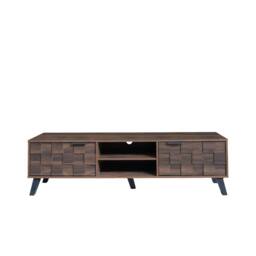 BTM Modern TV Cabinet with 2 Doors & 2 Open Shelves PVC legs & handles in Walnut - thumbnail 9