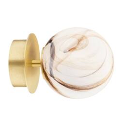Netlighting Fabio Wall Lamp WhiteBrown (Marble Colour) Brushed Brass IP44 in Gold