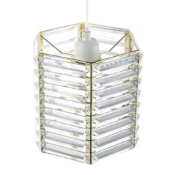 Happy Homewares Modern Hexagonal Polished Gold Pendant Shade with Clear Acrylic Rods - thumbnail 3
