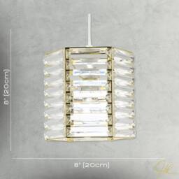 Happy Homewares Modern Hexagonal Polished Gold Pendant Shade with Clear Acrylic Rods - thumbnail 7