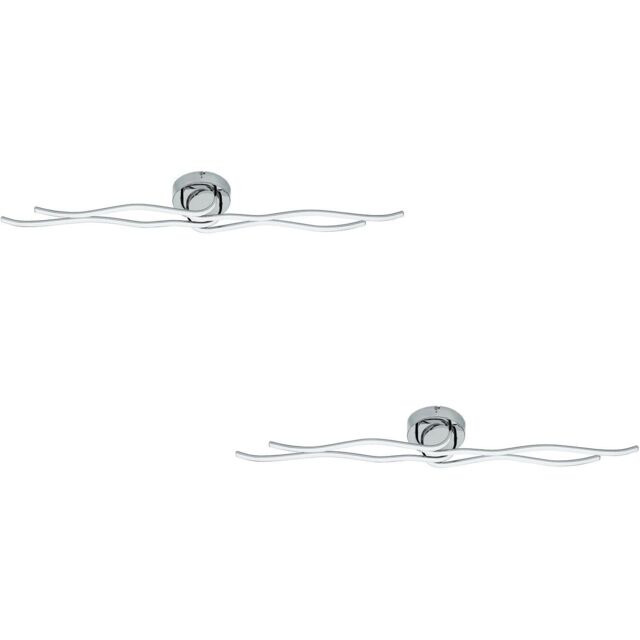 Loops 2 PACK Wall Flush Ceiling Light Colour Chrome Shade White Plastic LED 40W Incl - image 1
