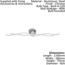 Loops 2 PACK Wall Flush Ceiling Light Colour Chrome Shade White Plastic LED 40W Incl - thumbnail 2