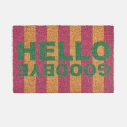 OHS Stripes Coir Doormat Hello Goodbye Slogan Non Slip Door Rug - Size: 40 x 60 cm - thumbnail 3