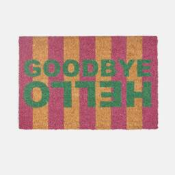 OHS Stripes Coir Doormat Hello Goodbye Slogan Non Slip Door Rug - Size: 40 x 60 cm - thumbnail 4