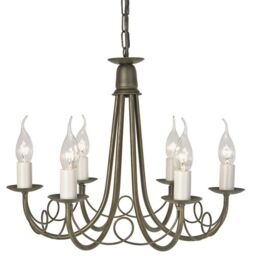 Loops 6 Bulb Chandelier Hanging Pendant LIght Black Gold LED E14 60W Bulb - thumbnail 1