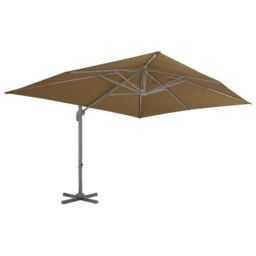 Berkfield Home Outdoor Umbrella with Portable Base Taupe in Beige - thumbnail 3