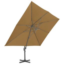 Berkfield Home Outdoor Umbrella with Portable Base Taupe in Beige - thumbnail 4