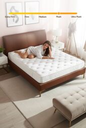 Living and Home Ergonomic Quilted Pocket Spring Mattress for Pressure Relief in White - Size: Double - thumbnail 6