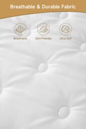 Living and Home Ergonomic Quilted Pocket Spring Mattress for Pressure Relief in White - Size: Double - thumbnail 5