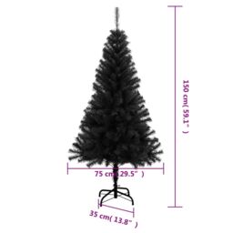 Berkfield Home Artificial Christmas Tree with Stand Black 150 cm PVC - thumbnail 6