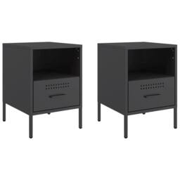 Berkfield Home Sturdy Bedside Cabinets 2 pcs Black 36x39x50.5 cm Steel - thumbnail 3