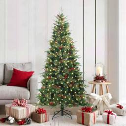 Berkfield Home Artificial Hinged Christmas Tree Green 180 cm PE & PVC - thumbnail 1