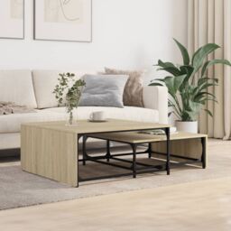Berkfield Home Nesting Coffee Tables 2 pcs Sonoma Oak Engineered Wood & Metal in Brown - thumbnail 3
