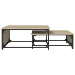 Berkfield Home Nesting Coffee Tables 2 pcs Sonoma Oak Engineered Wood & Metal in Brown - thumbnail 5