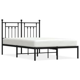 Berkfield Home Metal Bed Frame with Headboard Black 120x200 cm - Size: Small Double - thumbnail 2