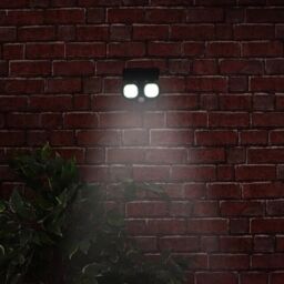 mysmartbuy Solar Powered Twin LED PIR Motion Sensor Security Lamp - 300 Lumen Wall or Floor Mounted Outdoor Light with 7m Detection Range in Black - thumbnail 1