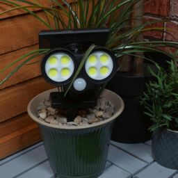 mysmartbuy Solar Powered Twin LED PIR Motion Sensor Security Lamp - 300 Lumen Wall or Floor Mounted Outdoor Light with 7m Detection Range in Black - thumbnail 2