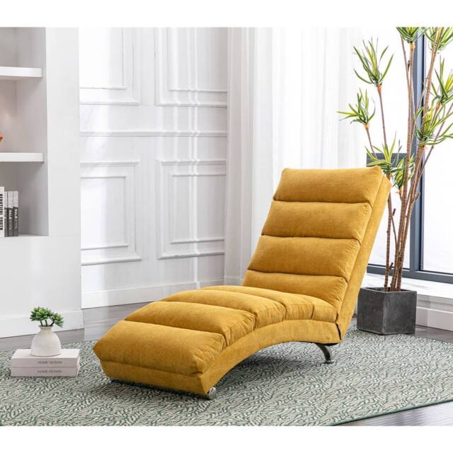 Direct Wicker Fabric Chaise Lounge Sofa with Gentle Vibration Feature & Pocket in Yellow - Size: 1 Pack - image 1