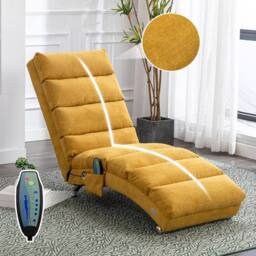 Direct Wicker Fabric Chaise Lounge Sofa with Gentle Vibration Feature & Pocket in Yellow - Size: 1 Pack - thumbnail 7