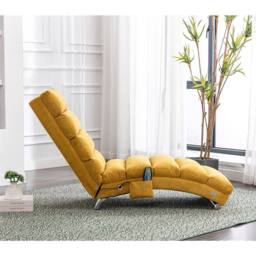 Direct Wicker Fabric Chaise Lounge Sofa with Gentle Vibration Feature & Pocket in Yellow - Size: 1 Pack - thumbnail 8
